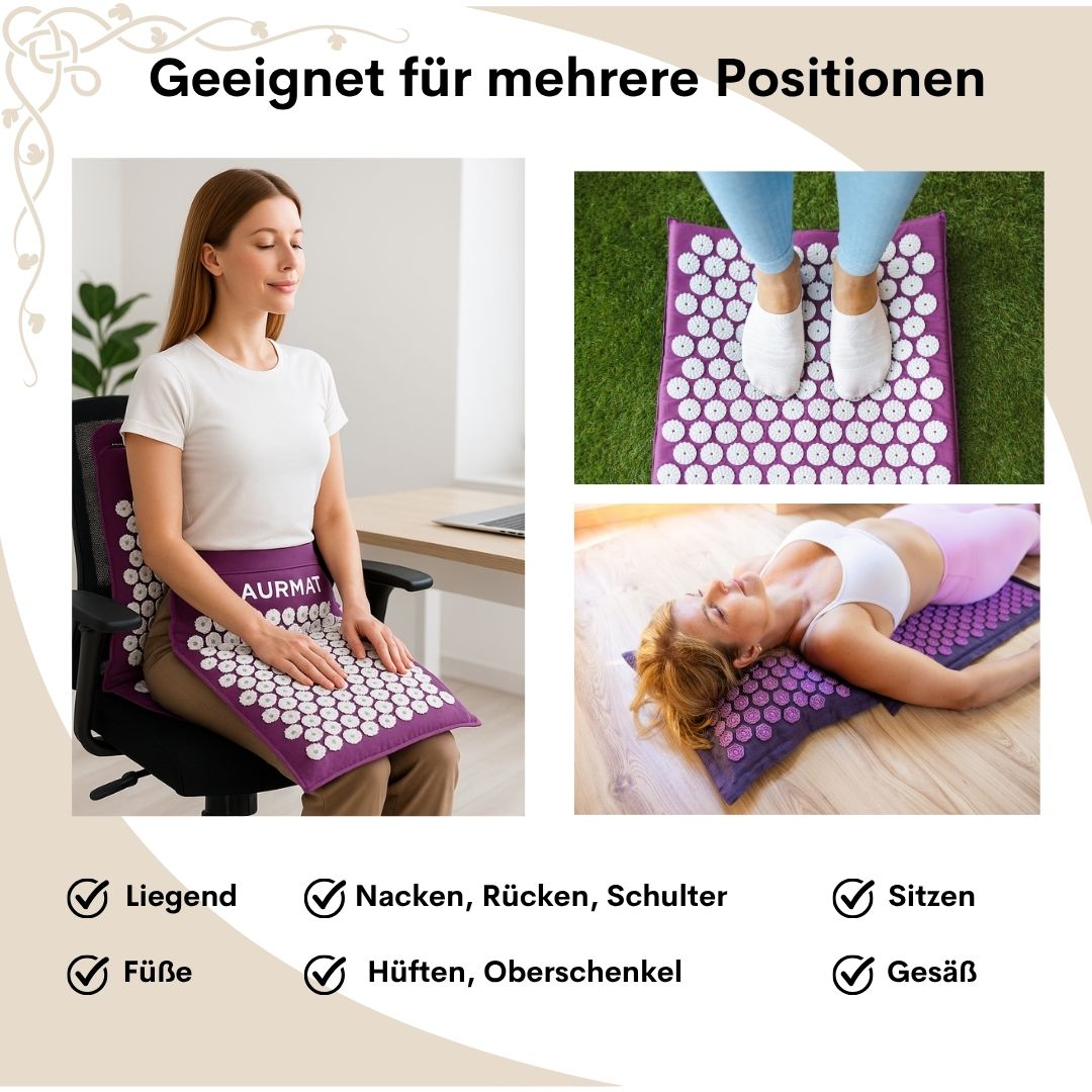 AURMAT® Akupressurmatte Set – Für Rücken, Nacken & Tiefenentspannung